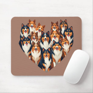 Tapis De Souris Illustration de cœur de Sheltie Shetland Sheepdog
