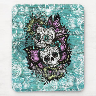 Tapis De Souris Illustration de crânes de sucre de papillon dans