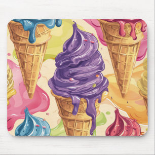 Tapis De Souris Illustration de crème glacée à goutte colorée