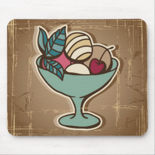 Tapis De Souris Illustration de crème glacée dans le rétro styl