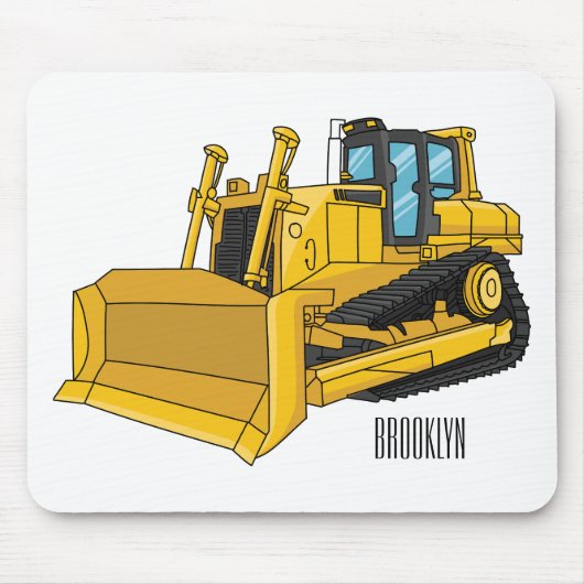 Tapis De Souris Illustration de dessin animé Bulldozer (Devant)
