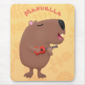 Tapis De Souris Illustration de dessin animé de capybara ukulele (Devant)