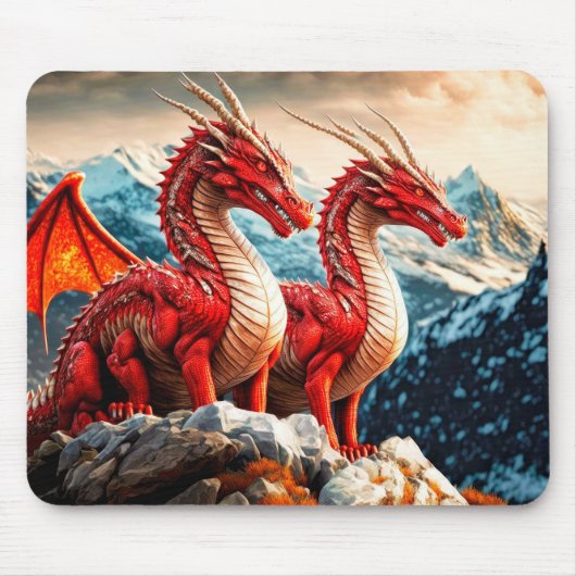 Tapis De Souris Illustration de dragons perchés (Devant)