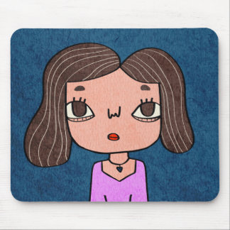 Tapis De Souris Illustration de fille mignonne dessinée à la main,