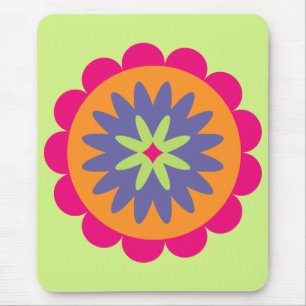 Tapis De Souris illustration de formes florales orange et rose