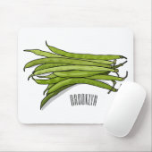 Tapis De Souris Illustration de haricots verts (Avec souris)