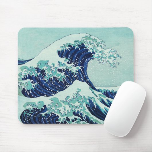 Tapis De Souris Illustration de Hokusai Big Blue Wave (Avec souris)