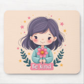 Tapis De Souris Illustration de Kawaii "Be Kind" - Art Intéressant (Devant)