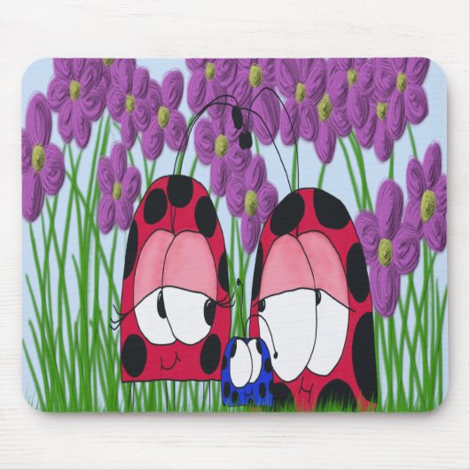 Tapis De Souris Illustration de la famille Ladybug mignonne (Devant)