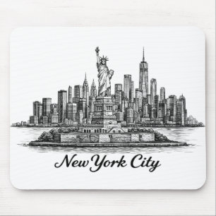 Tapis De Souris Illustration de la ligne d'horizon de la ville de