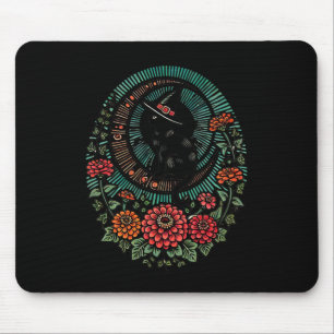 Tapis De Souris Illustration de la sorcière de chats noirs Lune de