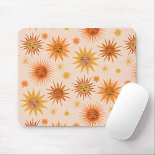 Tapis De Souris Illustration de l'aquarelle orange Sun Face