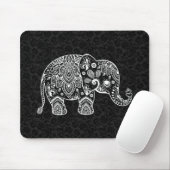 Tapis De Souris Illustration de l'éléphant floral blanc Paisley (Avec souris)