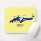 Tapis De Souris Illustration de l'hélicoptère de police (Avec souris)