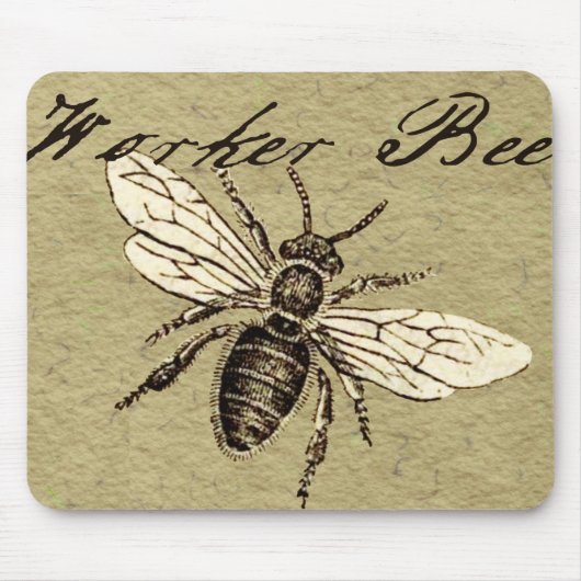 Tapis De Souris Illustration de l'insecte d'abeille vintage (Devant)