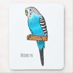 Tapis De Souris Illustration de l'oiseau bleu budgerigar