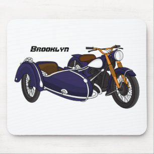 Tapis De Souris Illustration de moto pourpre Sidecar