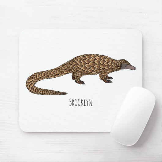 Tapis De Souris Illustration de pangolin à queue longue (Avec souris)