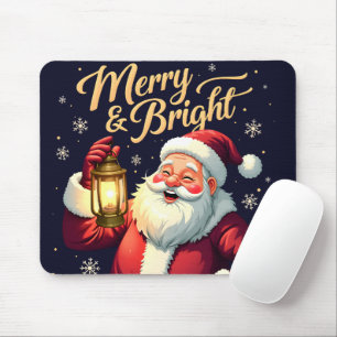 Tapis De Souris Illustration de Père Noël joyeux tenant une lanter