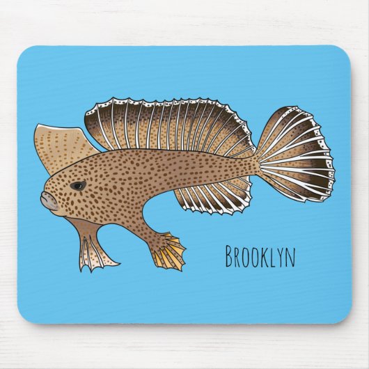 Tapis De Souris Illustration de poisson à main (Devant)