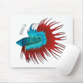 Tapis De Souris illustration de poisson combattant crowntail de de (Avec souris)