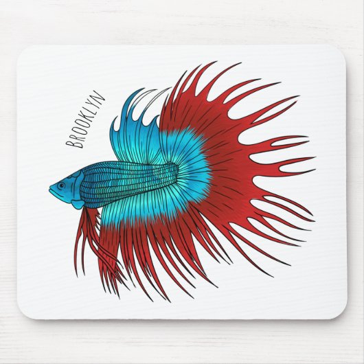 Tapis De Souris illustration de poisson combattant crowntail de de (Devant)