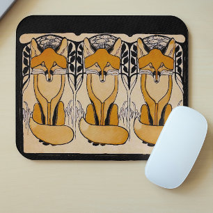 Tapis De Souris Illustration de renards Art Nouveau Faune forest