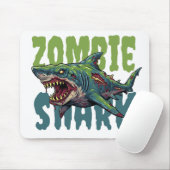 Tapis De Souris Illustration de requin zombie en colère (Avec souris)
