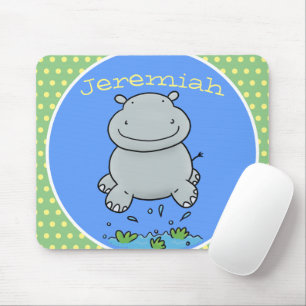 Tapis De Souris Illustration de saut en hippo mignon