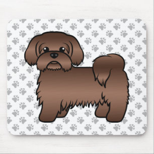 Tapis De Souris Illustration de Shih Tzu de couleur marron foie mi