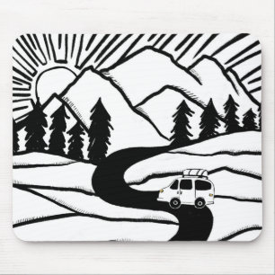 Tapis De Souris Illustration de Vanlife MOUNTAIN SUNRISE