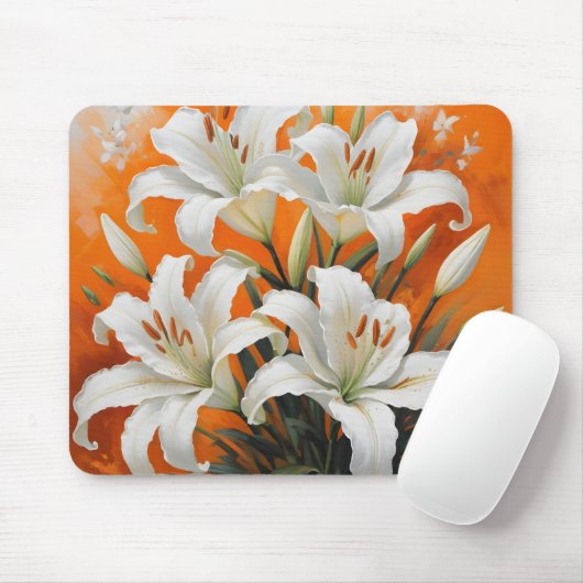 Tapis De Souris Illustration des lis blancs (Avec souris)