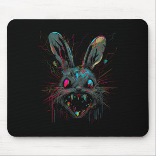 Tapis De Souris Illustration d'horreur de lapin de peinture folle