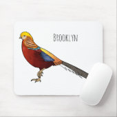 Tapis De Souris Illustration d'oiseau de faisan doré (Avec souris)