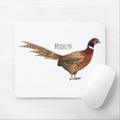 Tapis De Souris Illustration d'oiseau faisan à cou circulaire (Avec souris)