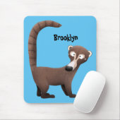 Tapis De Souris Illustration drôle curieuse de dessin animé de coa (Avec souris)