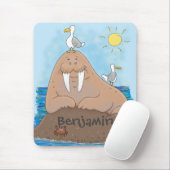 Tapis De Souris Illustration drôle de morse joyeux (Avec souris)