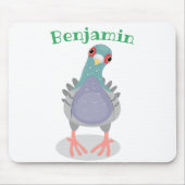 Tapis De Souris Illustration drôle de pigeon curieux (Devant)