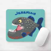 Tapis De Souris Illustration drôle de piranha affamée (Avec souris)