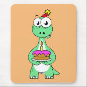 Tapis De Souris Illustration Du Brontosaurus Avec Gâteau D'Anniver (Devant)