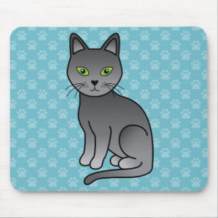 Tapis De Souris Illustration du dessin animé russe Blue Cat Cute