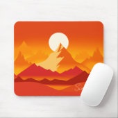 Tapis De Souris Illustration du paysage de Sunset Mountain Peaks (Avec souris)