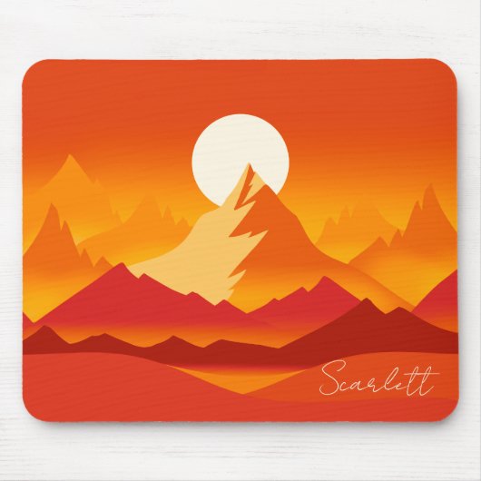 Tapis De Souris Illustration du paysage de Sunset Mountain Peaks (Devant)