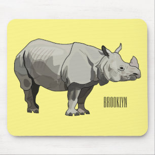 Tapis De Souris Illustration du rhinocéros de Javan