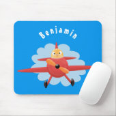 Tapis De Souris Illustration d'un avion rouge volant mignon (Avec souris)