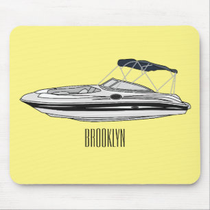 Tapis De Souris Illustration d'un bateau à moteur