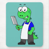 Tapis De Souris Illustration D'Un Boucher Rex Tyrannosaurus. (Devant)