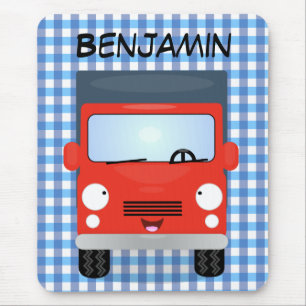 Tapis De Souris Illustration d'un camion kawaii rouge mou