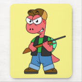 Tapis De Souris Illustration D'Un Chasseur De Spinosaure Avec Arme (Devant)