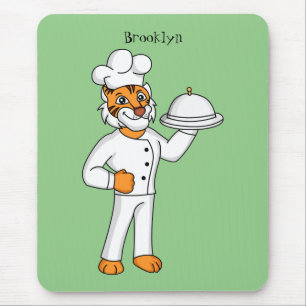Tapis De Souris Illustration d'un chef tigre drôle et mignon